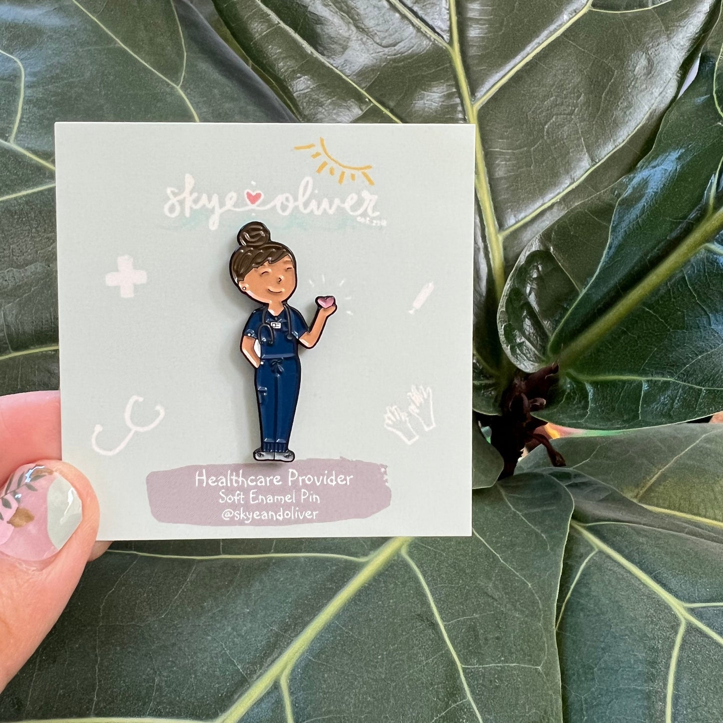 Medium skin tone Healthcare Provider enamel pin