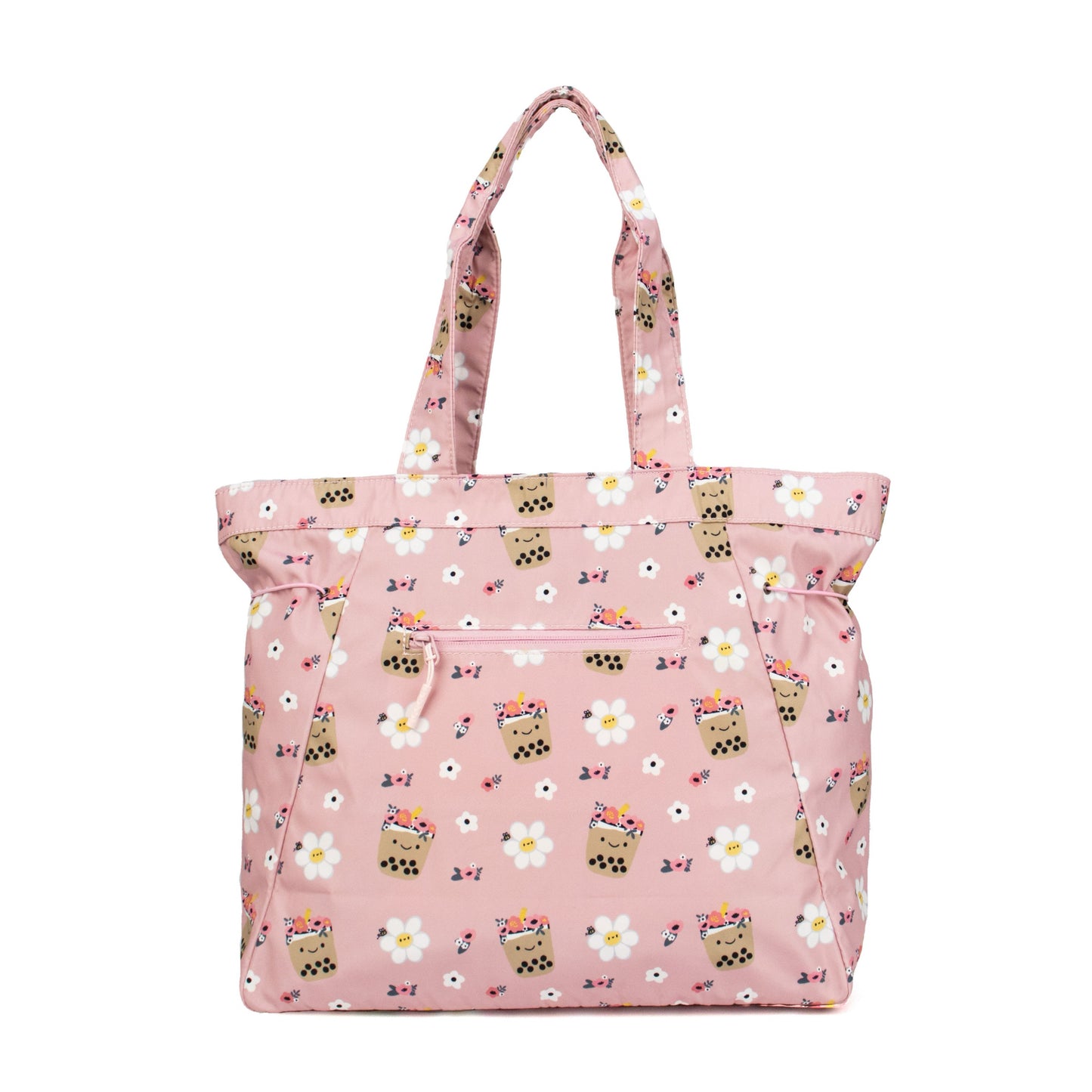 Flower Boba Zippered TOTE Bag