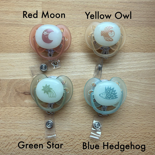 Pacifier Badge Reel: GLOW IN THE DARK: Choose One