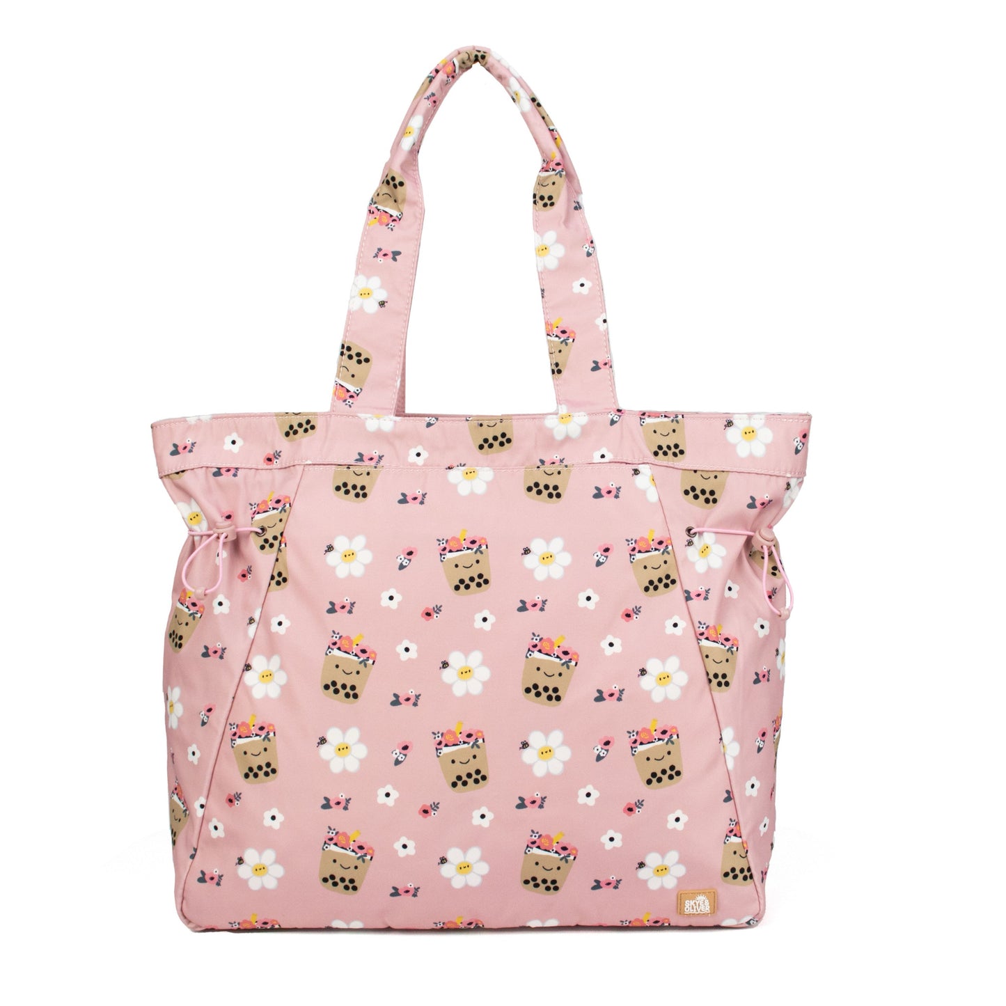 Flower Boba Zippered TOTE Bag