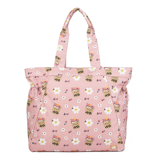 Flower Boba Zippered TOTE Bag