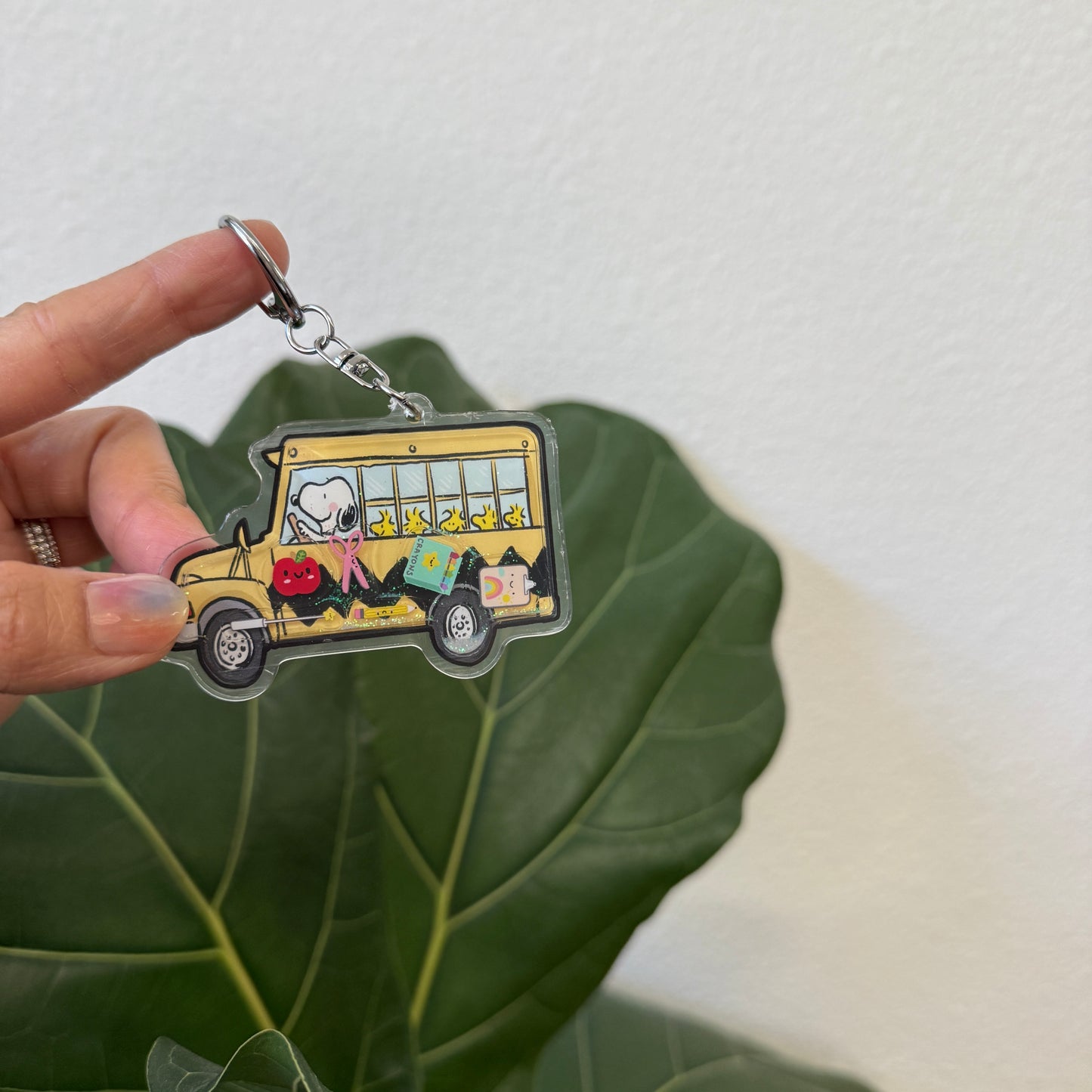 School Bus Liquid Keychain