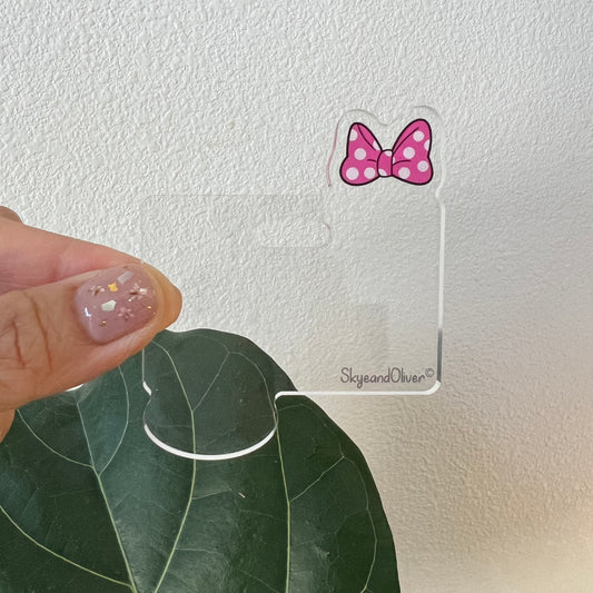 VERTICAL Badge Topper: PINK POLKA DOT BOW