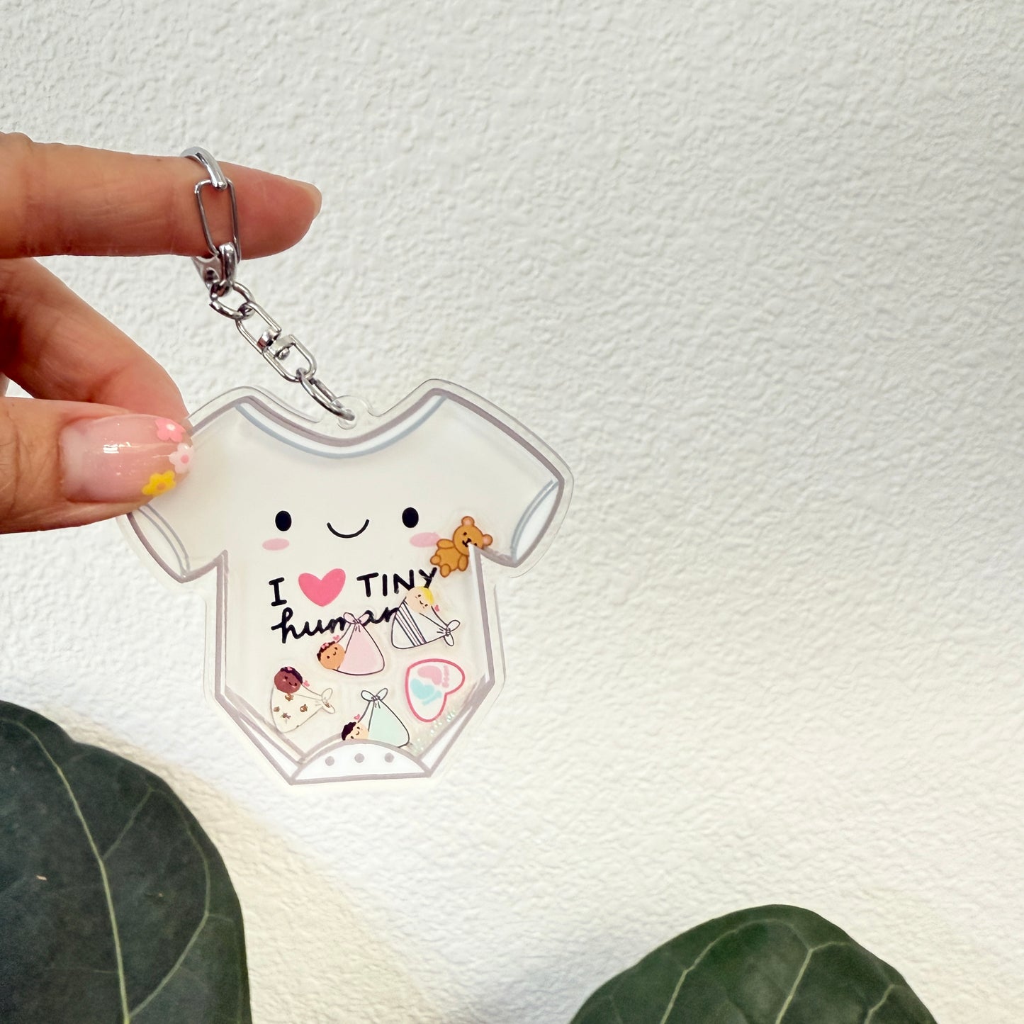 I Love Tiny Humans Liquid Keychain