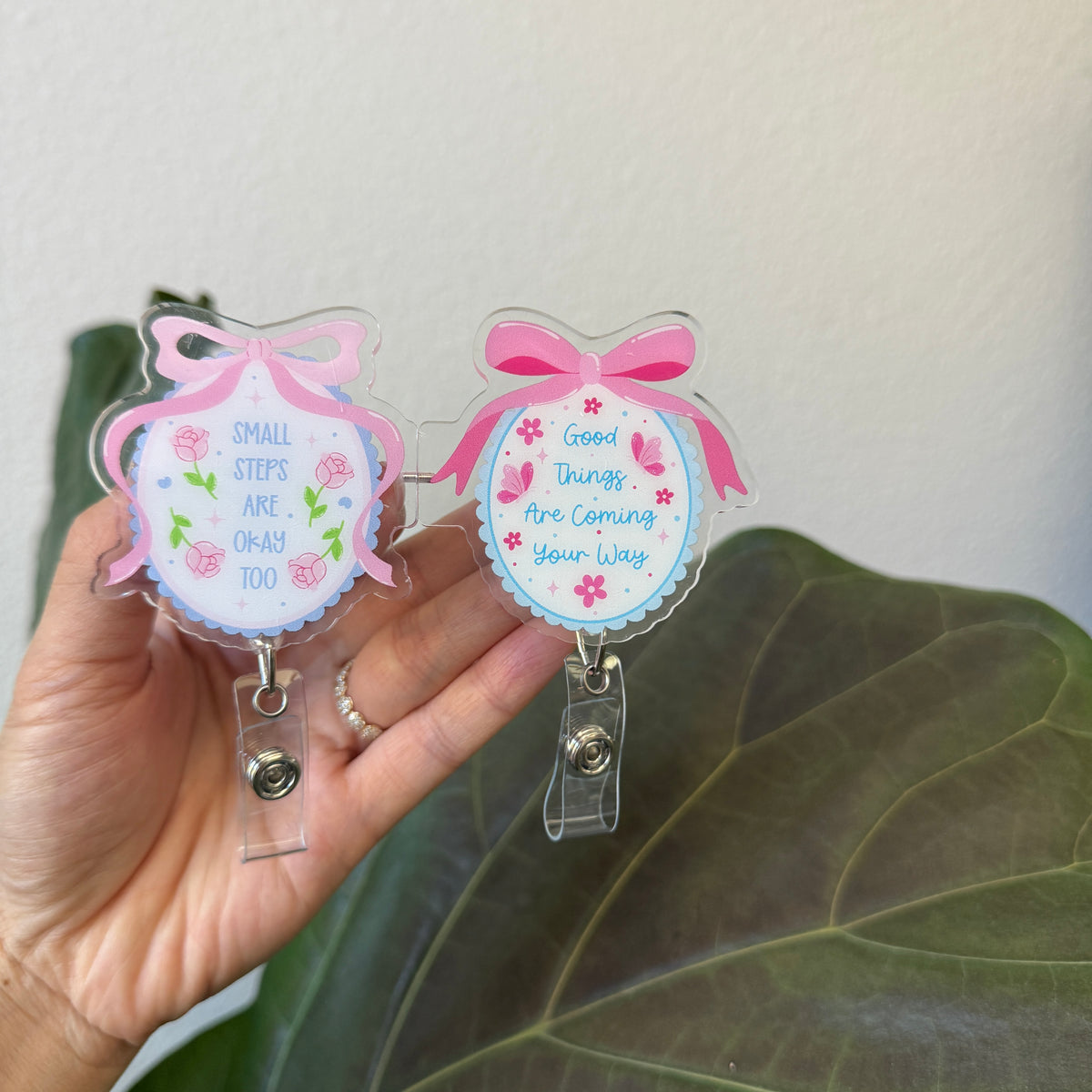 Magnetic Badge Reel: Small Steps/Good Things (Set of 2)