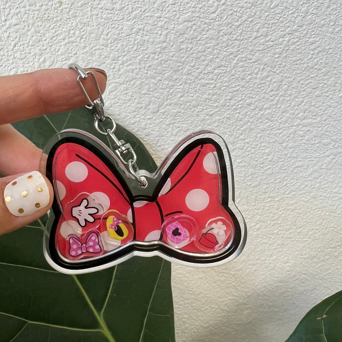 Polka Dot Bow Shaker Keychain