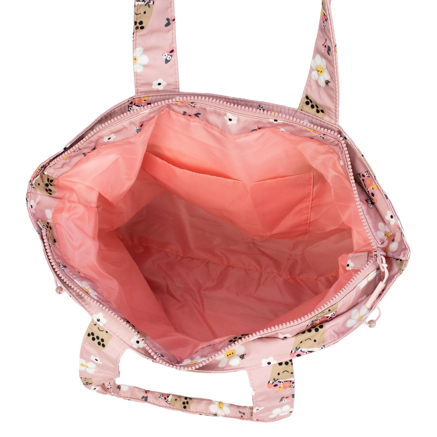 Flower Boba Zippered TOTE Bag
