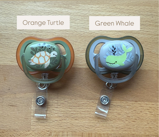 Pacifier Badge Reel (Green/Grey): Choose One