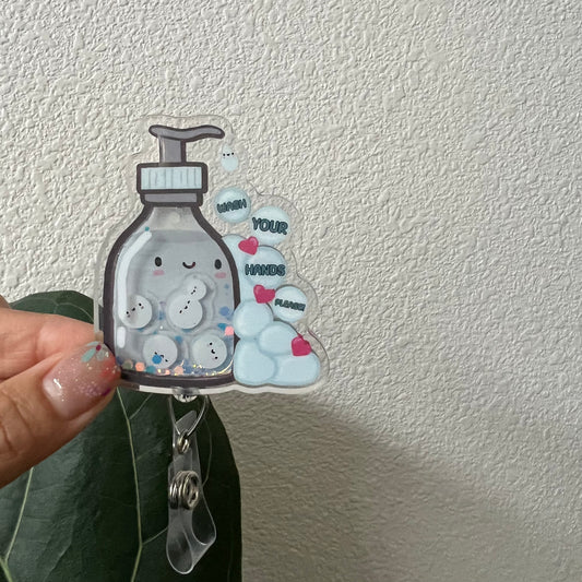 Liquid Badge Reel: Wash your hands, please!