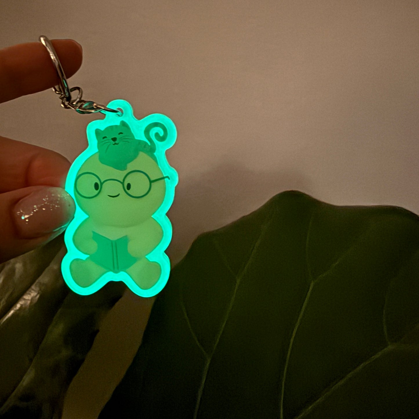 Glow-in-the-dark BOOKWORM Trinket Keychain