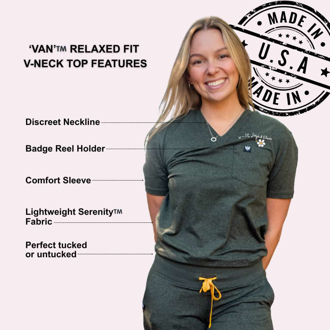 'Van' Soleya + Skye & Oliver Relaxed Fit V-Neck Top in Evergreen