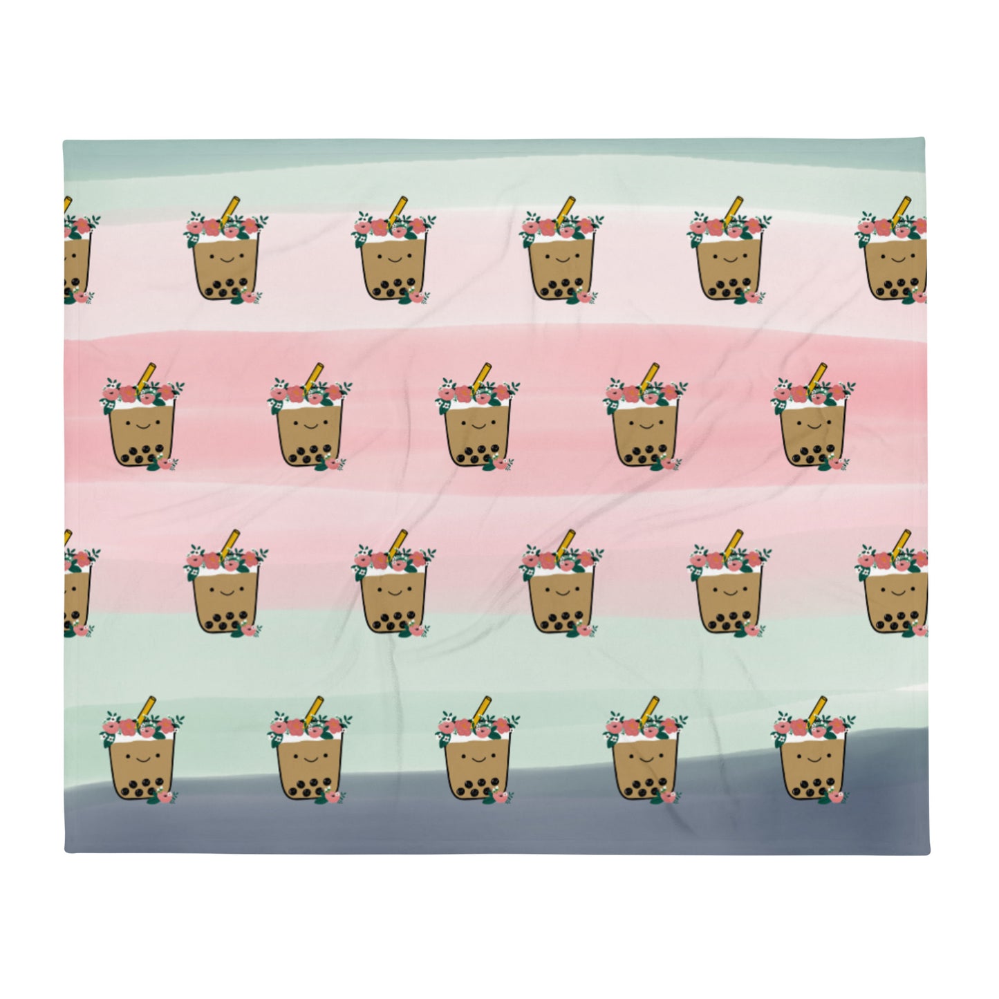 Flower Boba Throw Blanket