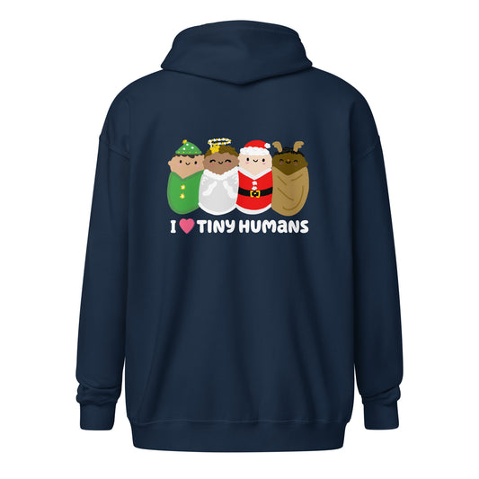 I LOVE TINY HUMANS Holiday Crew Unisex zip hoodie