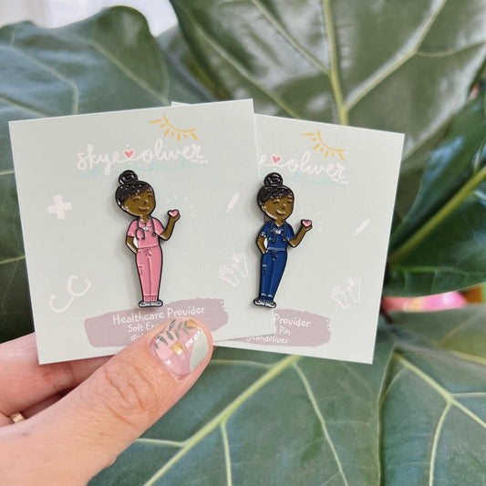 Healthcare Provider enamel pin-Black hair/Skin tone