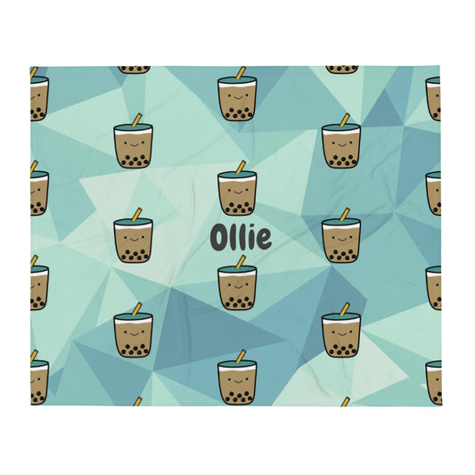 PERSONALIZED Boba Throw Blanket, Baby Blanket, Housewarming gift